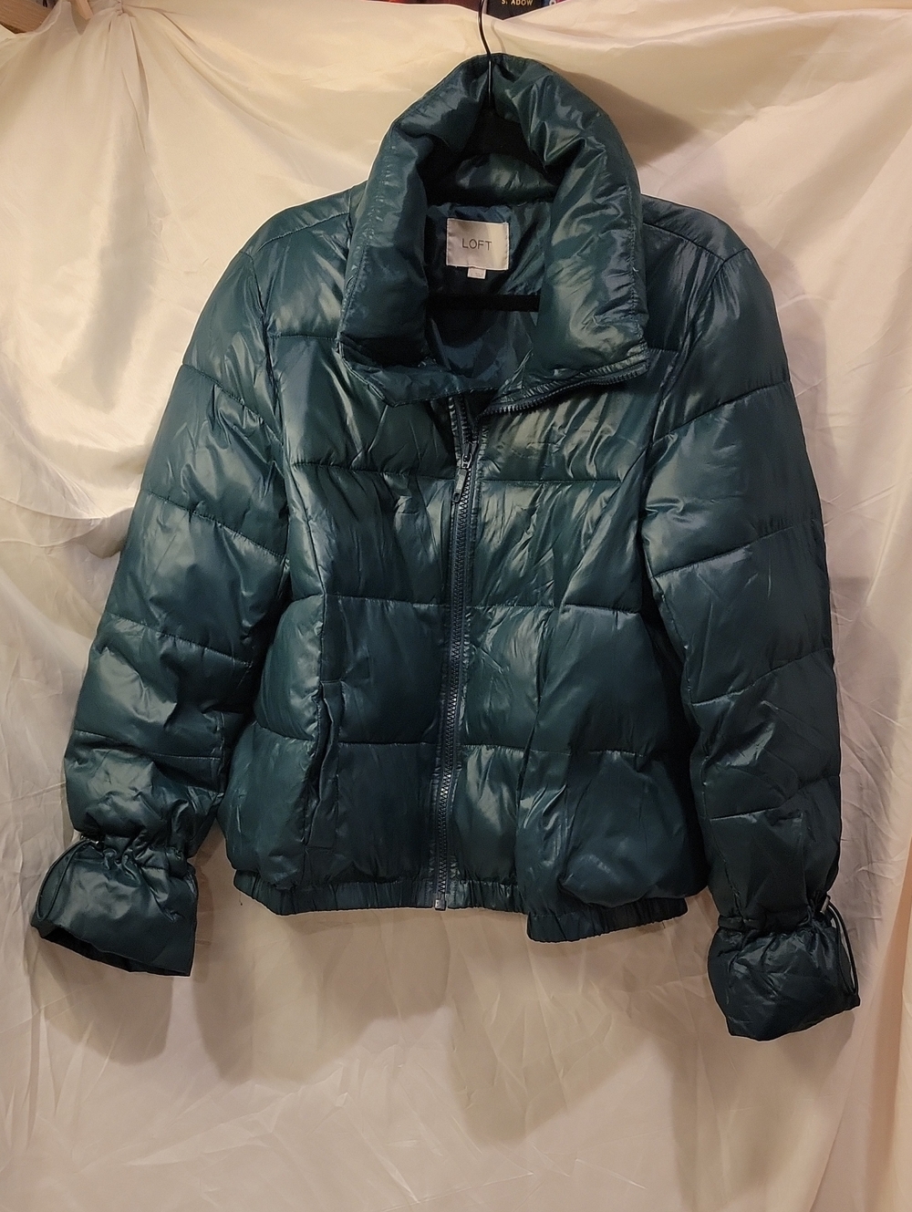LOFT Green Quilted Puffer Jacket